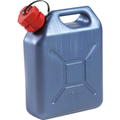 Afbeelding van Kunststof jerrycan blauw voor brandstof L24 x B11 H30 cm 5 liter benzine / diesel