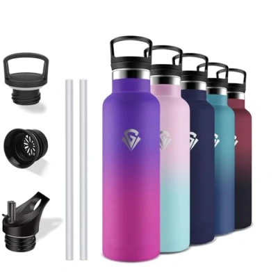 Afbeelding van Grsta Thermosfles, 750 ml, BPA vrij, waterfles met rietje, lekvrij, roestvrijstalen fles, Doble Aislamiento, drinkfles voor camping, kantoor, café, reizen, yoga