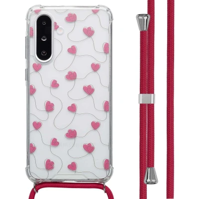 Afbeelding van imoshion Hoesje Geschikt voor Samsung Galaxy A36 Design met Koord Dusty Rose Connected Hearts