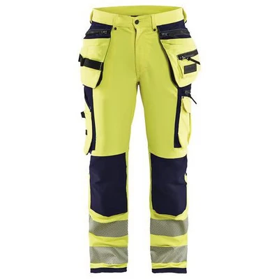 Image de Pantalon stretch 4D haute visibilité jaune fluorescent/marine