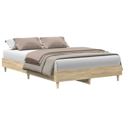Afbeelding van vidaXL Bedframe zonder matras 135x190cm spaanplaat sonoma eikenkleurig
