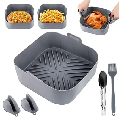Afbeelding van JOPHEK 20 cm heteluchtfriteuse siliconen vorm hetelucht friteuse accessoires met twee ovenhandschoenen