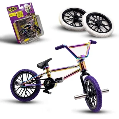 Afbeelding van BMX fiets, miniatuur, vingerfiets van metaallegering voor duizelige figuren, speelgoed met originele accessoires om te verzamelen en personaliseerbaar, ontwikkelt de fijne motoriek (meerkleurig)