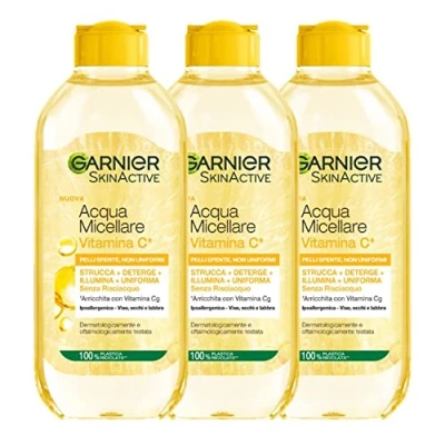 Afbeelding van Garnier SkinActive Alles in 1 Micellair Water met Vitamine C, voor de donkere en niet uniforme huid, zonder uitspoelen, 3 x 400 ml
