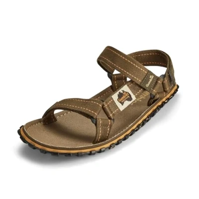 Afbeelding van Gumbies Tracker uniseks sandalen met verstelbare bandjes van superzacht katoen, binnenzool katoen en gerecyclede rubberen zool, Khaki (stad)