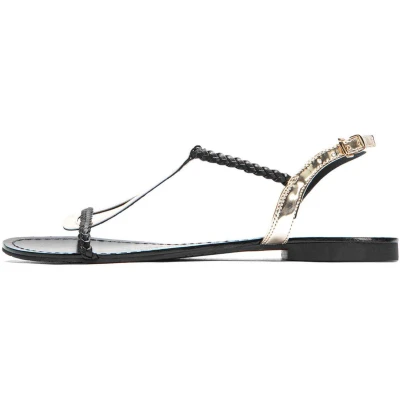 Afbeelding van Zwarte en gouden sandalen voor dames