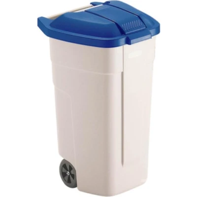 Afbeelding van Rubbermaid Container met deksel 100 L blauw en beige