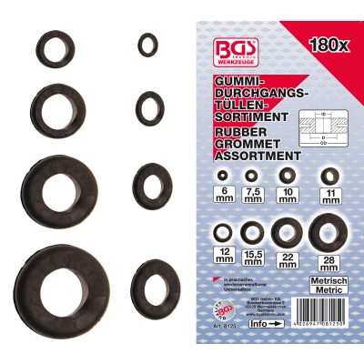 Afbeelding van BGS Assortiment doorvoertulen rubber metrisch, 180 delig