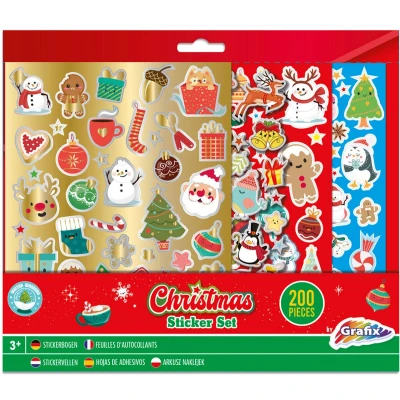 Afbeelding van Grafix Kerst Stickerset 200 delig 4 vel 27x23cm