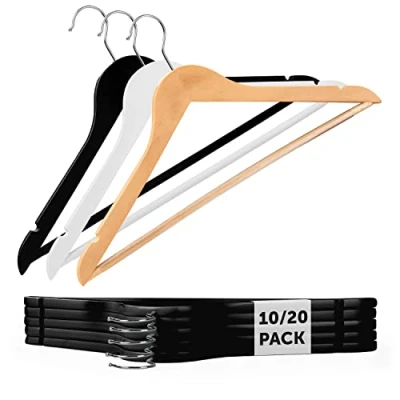 Afbeelding van Blumtal Set van 20 Kledinghangers Hoogwaardige Kleerhangers Hout Antislip Met inkepingen Zwart
