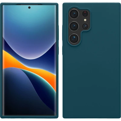 Afbeelding van kwmobile telefoonhoesje geschikt voor Samsung Galaxy S24 Ultra Hoesje met siliconen coating Smartphone case in mat petrol