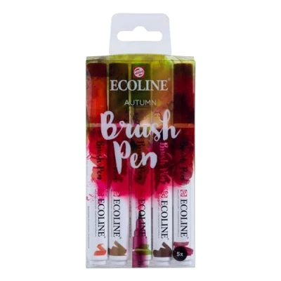 Afbeelding van Brushpen Talens Ecoline set herfst assorti blister à 5 stuks ass