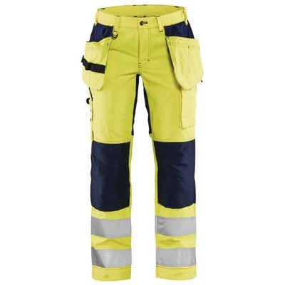 Image de Pantalon haute visibilité stretch femme jaune fluorescent/marine