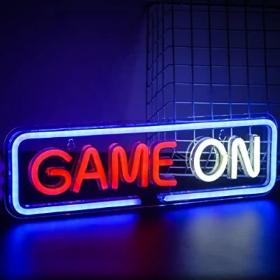 Afbeelding van SIGNSHIP Rood en wit op neon paneel wanddecoratie USB voor familie kinderkamer bar kamer party
