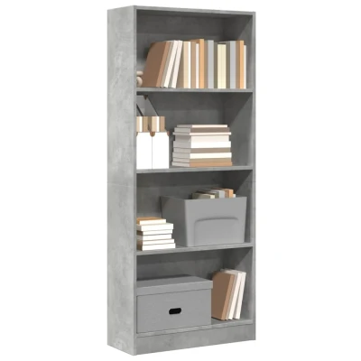 Afbeelding van Boekenkast 60x24x143 cm bewerkt hout betongrijs