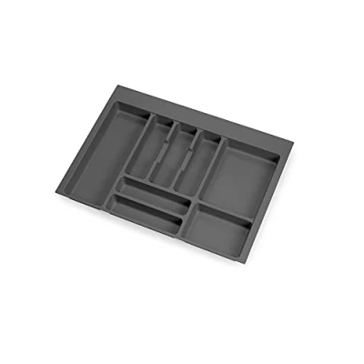 Afbeelding van Emuca Bestekorganizer, keukenlade organizer, bestekbak, 8 vakken, module 70 cm, kunststof, antracietgrijs