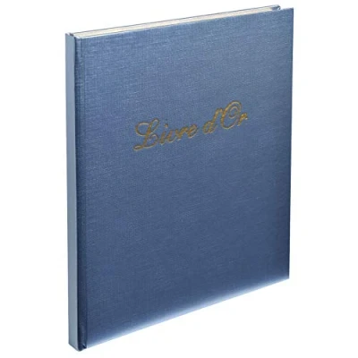 Afbeelding van Exacompta Art.nr. 984E 1 Gastenboek Shiny irisé vierkant formaat 21 x 19 cm Gouden schijf met titel 140 effen witte pagina&#039;s 4 willekeurige kleuren: Zilverblauw Nachtblauw Koper Goud