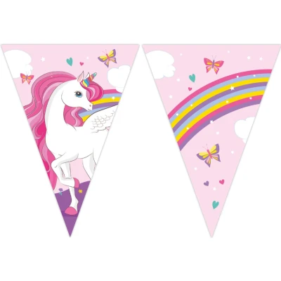 Afbeelding van Wefiesta Unicorn Rainbow Colors Papieren vlaggenlijn 9 vlaggen