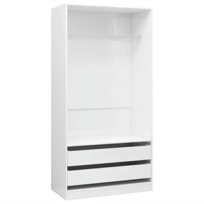 Afbeelding van Kledingkast 100x50x200 cm bewerkt hout hoogglans wit
