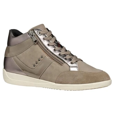 Afbeelding van Geox Myria Sneakers hoog, Dames, Maat: 38, Taupe Leer/ synthetisch