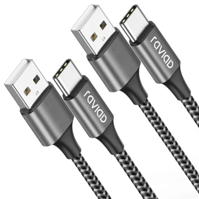 Afbeelding van RAVIAD USB C kabel, 2 m, stuks, snellaadkabel, nylon gevlochten type C, 3 A, oplader voor Samsung Galaxy S21 S20 S10 S9 S8 A12 A21 A51, Huawei P40 P30 P20, Redmi Note 10 9