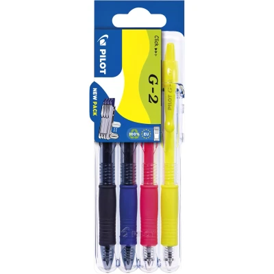 Afbeelding van Gelschrijver Pilot Set2Go Clicker BL G2 7 0.4mm set à 4 stuks neon ass