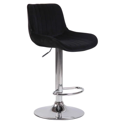 Afbeelding van Barkruk Mandal Velvet Chrome frame Zwart