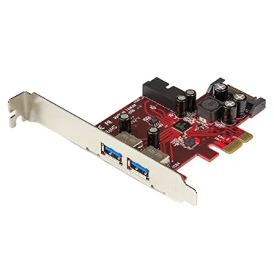 Afbeelding van StarTech.com PCI Express Controller kaart met 4 USB 3.0 poorten, 2 externe interne PCIe adapter SATA voeding (PEXUSB3S2EI)