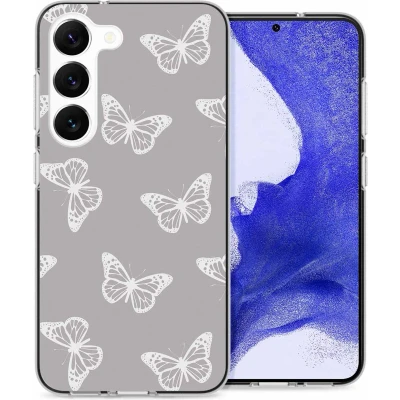 Afbeelding van iMoshion hoesje Geschikt voor Samsung Galaxy S23 Plus Siliconen Design Grijs / Butterfly