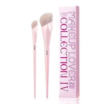 Afbeelding van Jessup T497 Foundation Penseel en Concealer Penseel, 2 stuks, Rozen, Make upkwasten voor foundation, poeder, vloeibare crème, synthetisch, premium kwaliteit
