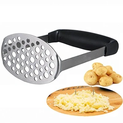 Afbeelding van Smaier Potato Masher, Roestvrij Staal Masher ontworpen voor Food Fruit Vegetable met Zwart Handvat