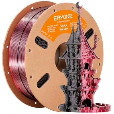 Afbeelding van ERYONE PLA filament voor 3D printer, FDM, tweekleurig, silk, 1,75 mm +/ 0,03 mm, 1 kg, zwart/rood