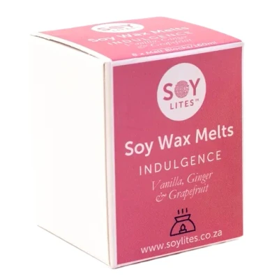 Afbeelding van SoyLites, Indulgence; Vanilla, Grapefruit en Ginger. 100% natuurlijke waxmelts. Sojawas met essentiele olie. 80 uur
