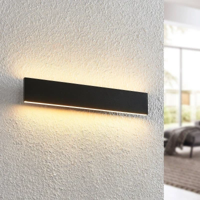 Afbeelding van Lindby LED wandlamp 2lichts staal H: 8 cm zwart Inclusief lichtbronnen