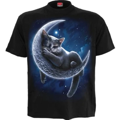Afbeelding van Spiral Velvet Moon T shirt imprimé sur le devant noir, Noir , XL