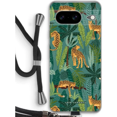 Afbeelding van Case Company® hoesje met Koord geschikt voor Google Pixel 8 Luipaard 2 Telefoonhoesje Zwart Bescherming aan alle Kanten en Over de Schermrand