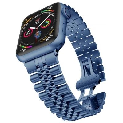 Afbeelding van Apple watch Metalen schakelband Blauw Geschikt voor 38mm / 40mm 41mm