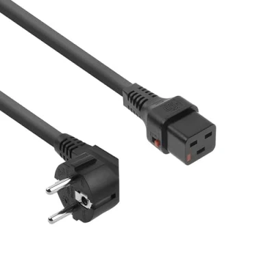 Afbeelding van ACT AK5043 230V Stroomkabel CEE7/7 Male (Haaks)/C19 Lockable Zwart 2 meter