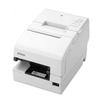 Image de Epson TM H6000V 213P1 Imprimante de reçus thermique en ligne/matricielle 230 x 297 mm, Rouleau (7,95 cm) 180 ppp 9 pin jusqu&#039;à 350 mm/sec USB, LAN, série, NFC, hôte USB 2.0 outil coupe blanc