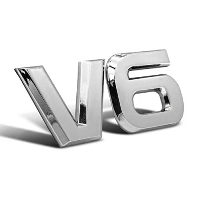 Afbeelding van V6 Metalen auto embleem, verchroomd 3D embleem