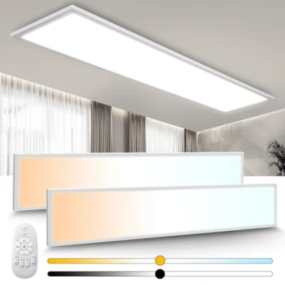 Afbeelding van Omdekor Led plafondlamp, dimbaar, 28 W, paneel, 120 x 30 cm, plafondverlichting 2700 K 6500 K, wit/warm wit/koud wit, voor slaapkamer, keuken, woonkamer, hal, balkon, badkamer