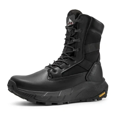 Afbeelding van NORTIV 8 Militaire laarzen voor heren, ademende gevechtslaarzen met ritssluiting, tactische veiligheidslaarzen, outdoor wandelschoenen, zwart.
