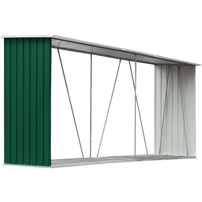Afbeelding van Haardhoutschuur 330x84x152 cm gegalvaniseerd staal groen