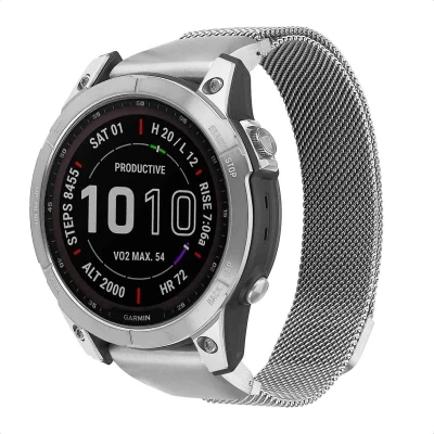 Afbeelding van imoshion QuickFit® Milanees bandje voor de Garmin Watch 22 mm aansluiting Zilver