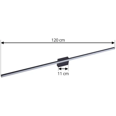 Afbeelding van Lucande LED spiegellamp Kivana, zwart, metaal, 120cm IP44