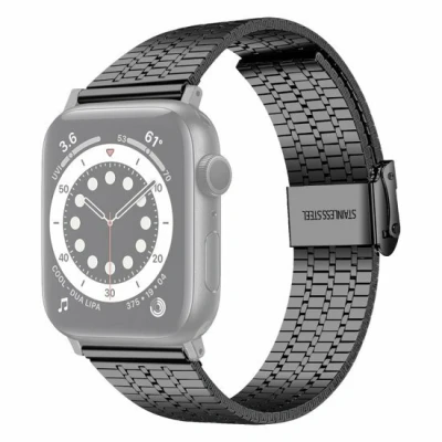 Afbeelding van Apple watch Metalen bandje Zwart Geschikt voor 38mm / 40mm 41mm