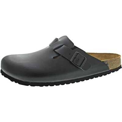 Afbeelding van Birkenstock, Unisex, Pantoffels, Boston ESD Natuurlijk Leer Normaal, Zwart, (40)