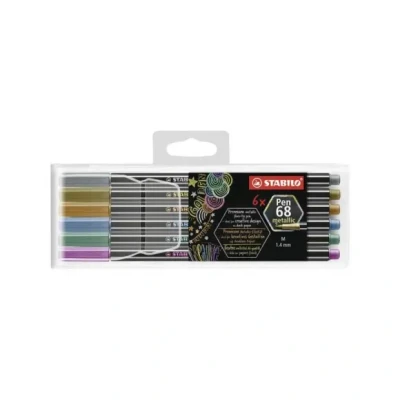 Afbeelding van Viltstift STABILO Pen 68/06 medium metallic assorti etui à 6 stuks