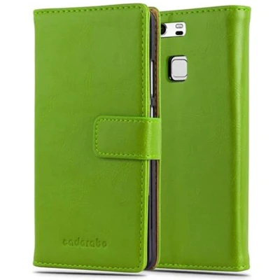 Afbeelding van Cadorabo Hoesje geschikt voor Huawei P9 in GRAS GROEN Beschermhoes met magnetische sluiting, standfunctie en kaartvakje Book Case Cover Etui