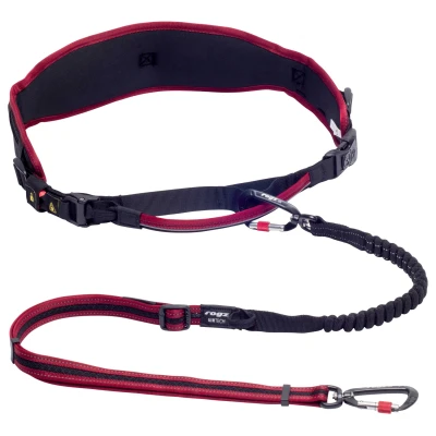Afbeelding van Rogz Air Tech Sport Riem &amp; Lijn Zwart&amp;Donkerrood Hondenhalsbandset L/Xl
